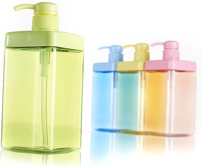 Mikinona 2pcs Eco-Friendly Lotion Bottles Reusable Pump Dispenser for Shampoo Conditioner Toiletries Random Color