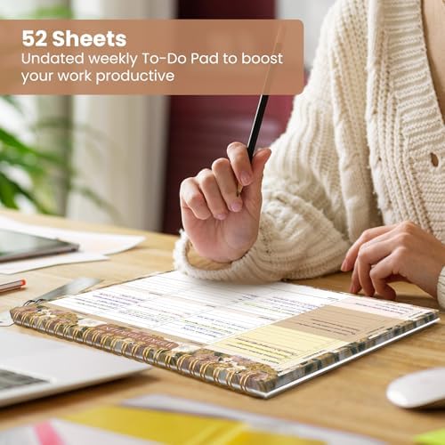 Weekly To Do List Notepad with 52 Undated Sheets（8.5"×11"）- Undated Weekly Planner Notepad for Office Desk Accessories and Supplies - Toffee Blossom