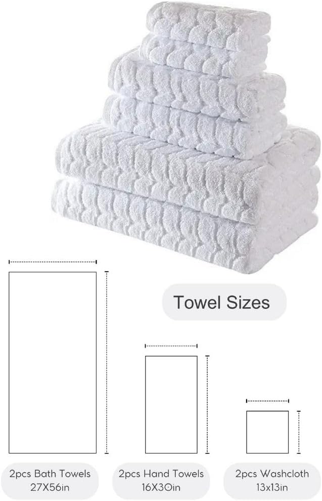 BAGNO MILANO Turkish Bath Towels, Soft Plush Jacquard Luxury Bath Towels, Quick Dry Towel Set (Cream, 6 pcs Towel Set)