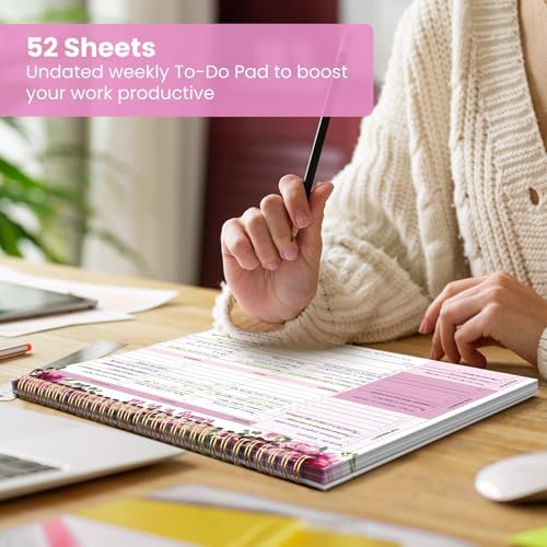 Weekly To Do List Notepad with 52 Undated Sheets（8.5"×11"）- Undated Weekly Planner Notepad for Office Desk Accessories and Supplies - Pink Whisper