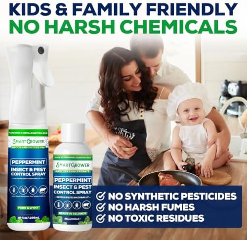 Peppermint Oil Spray for Bugs, 10oz Mister Bottle + 4oz Concentrate Combo