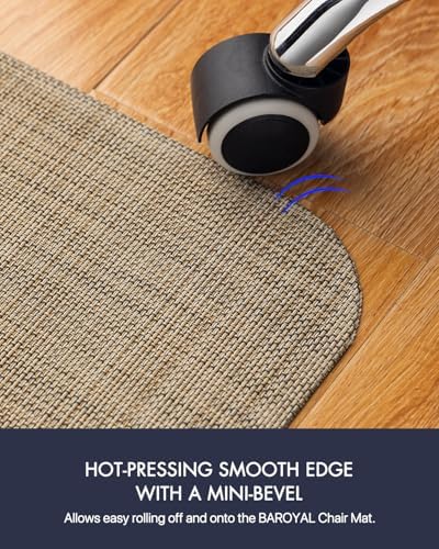 BARoyal Office Chair Mat for Hardwood Floor Under Desk Computer Rolling Chair Mat for Wood/Tile Floor Non-Slip Heavy Duty Desk Rug PVC Plastic Hard Floor Protector 45" x 53"(Linen)