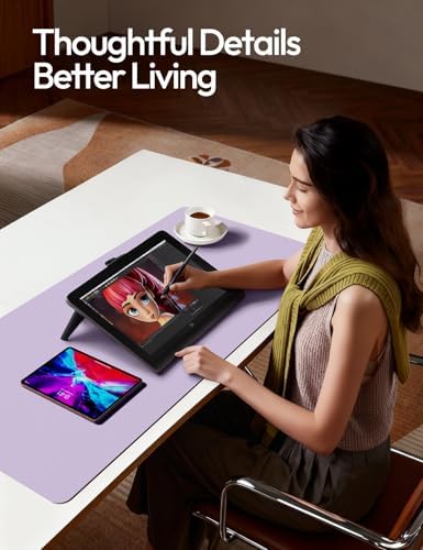 YSAGi Leather Desk Protector, Office Mat, Large Mouse Mat, Non-Slip PU Leather Blotter, Laptop Desk Mat, Waterproof Writing Pad for Office and Home(Light Purple, 63" x 24")