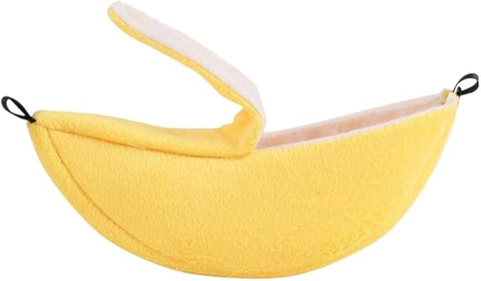 ISMARTEN Banana Bed House, Hammock for Small Animal, Warm Bed House, Cage Nest for Sugar Glider Hamster Small Bird Pet (Banana)