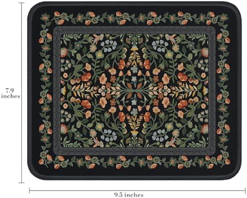 iCasso Aesthetic Small Mouse Pad, 9.5x7.9in,Home Office, Black Floral