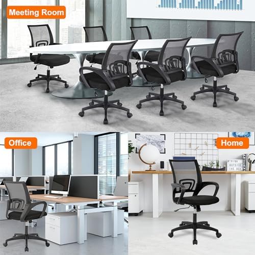 BestOffice Ergonomic Office Chair | Mid-Back Swivel Desk Chair | Black