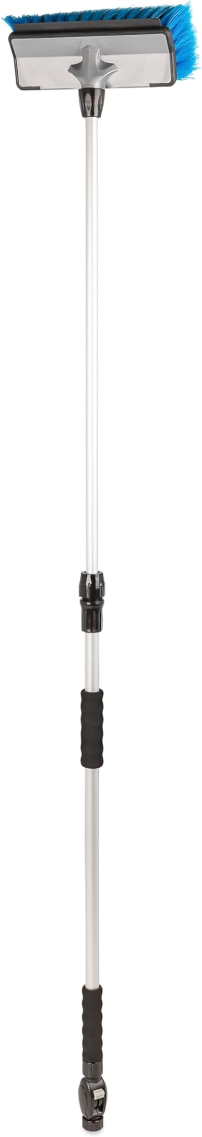Camco RV Flow-Through Wash Brush - Features an Adjustable Handle, a Standard Garden Hose Connection, and an On/Off Button to Control Water Flow (43633)