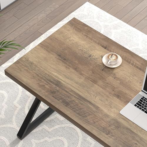 FOLUBAN Computer Desk, Modern Home Office Desk, Industrial Wood and Metal Study Writing Work PC Table for Bedroom Living Room, Rustic Oak, 47 Inch