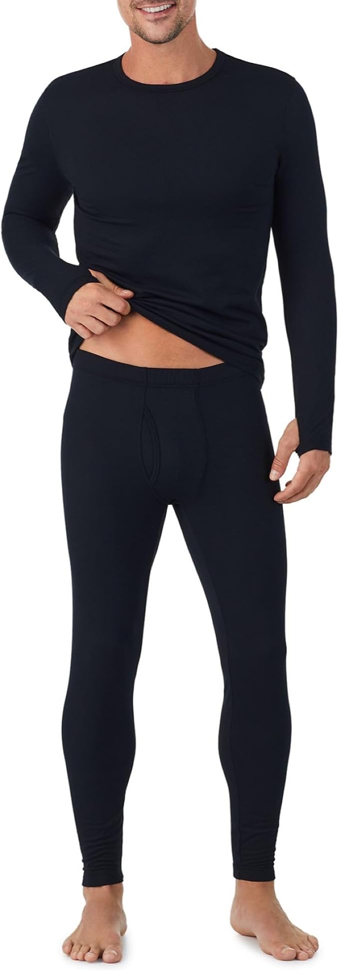 Cuddl Duds Mens Heavyweight Cold Weather Fleece Lined Thermal Set – Long Sleeve Shirt & Leggings – Lounge Sets for Men