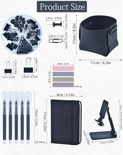 LXEVIHK Black Desk Accessories 21-Piece Office Supplies Gift Set