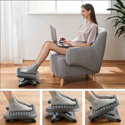 HUANUO Adjustable Foot Rest for Under Desk with 3 Height Position, Gray
