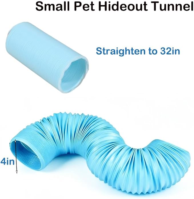 Hedgehog Ferret Enrichment Toys Set, Includes Hideout Tunnel, Skateboard, Ball Bell, Cozy Bed, and Seesaw, 5 Piece Hamster Small Animal Tunnel Hide