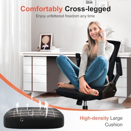 GTPLAYER Ergonomic Office Chair with Flip-up Armrests Executive Computer Chair for Home Office, Breathable Mesh & Comfy Lumbar Support, Black