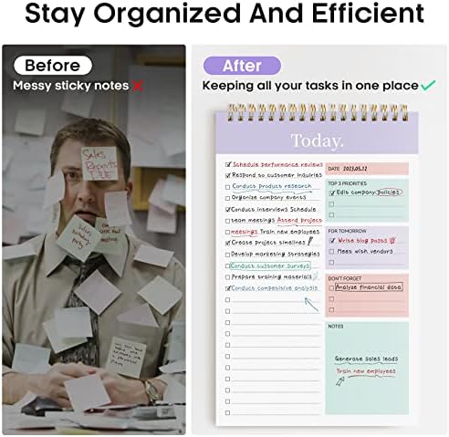 Taja To Do List Notepad, Undated Daily Planner for Work and Goal Setting