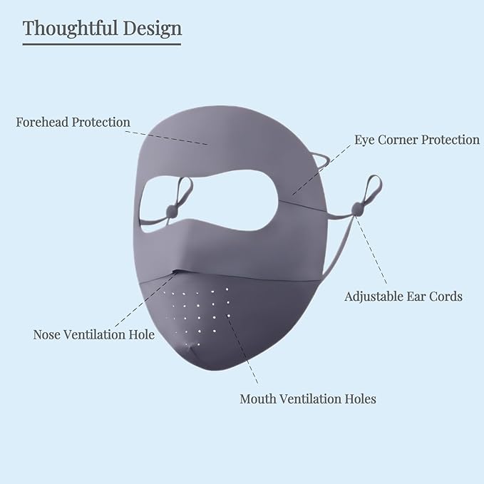Full-Face Sun Protection Mask Face Cover Summer Breathable UV Protection Outdoor Wear for Women