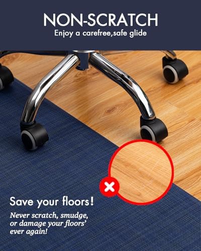 BARoyal Office Chair Mat for Hardwood Floor Under Desk Computer Rolling Chair Mat for Wood/Tile Floor Non-Slip Heavy Duty Desk Rug PVC Plastic Hard Floor Protector 48" x 60"(Indigo)