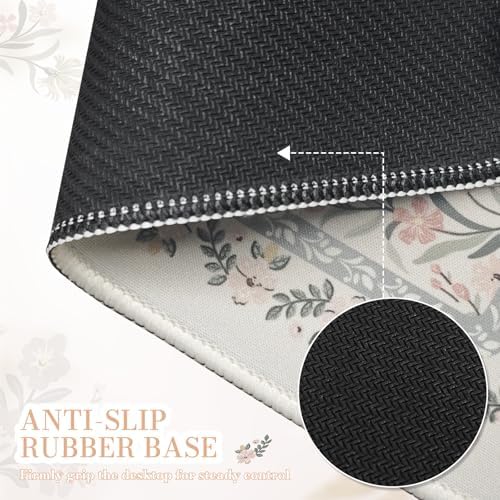iCasso Aesthetic Small Mouse Pad, 9.5x7.9in,Home Office,Gray Floral