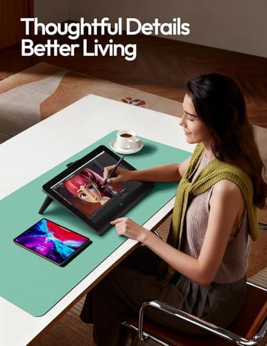 YSAGi Leather Desk Protector, Office Mat, Large Mouse Mat, Non-Slip PU Leather Blotter, Laptop Desk Mat, Waterproof Writing Pad for Office and Home(Green-Blue, 40" x 24")