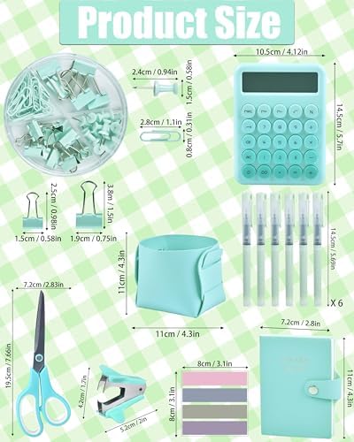 LXEVIHK Green and Blue Desk Accessories 21-Piece Office Supplies Gift Set