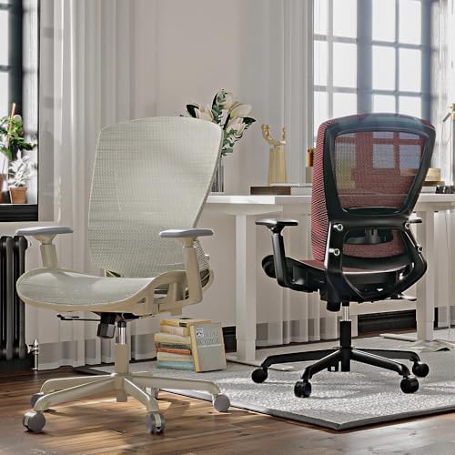 ELABEST Mesh Office Chair,Ergonomic Computer Desk Chair,Sturdy Task Chair- Adjustable Lumbar Support & Armrests,Tilt Function,Comfort Wide Seat,Swivel Home Office Chair (Grey Frame Grey Mesh)
