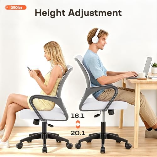BestOffice Ergonomic Office Chair | Mid-Back Swivel Desk Chair | White
