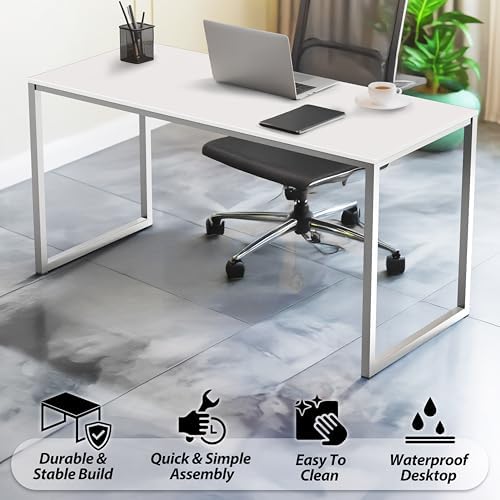 SHW Mission 55-Inch Home Office Computer Desk, White