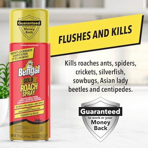 Bengal Gold Roach Spray - Prevents Reinfestation Up to 6 Months - 4 Pack