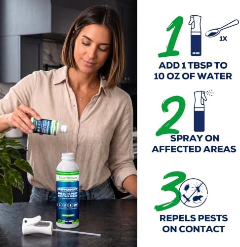 Peppermint Oil Spray for Bugs, 10oz Mister Bottle + 4oz Concentrate Combo