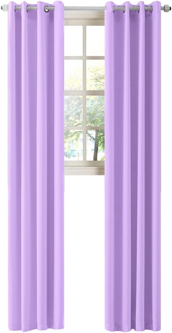 LA PALMA Thermal Insulated Blackout Darkening Grommet Living Room Curtains Window Drapes for Bedroom Pack of 2 Panels