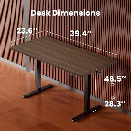 ErGear Height Adjustable Electric Standing Desk, 40 x 24 Inches Sit Stand up Desk, Memory Computer Home Office Desk, Dark Walnut