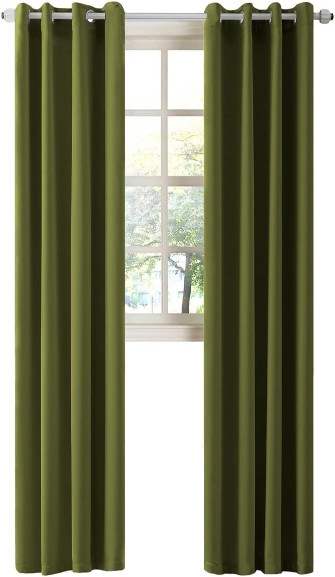 LA PALMA Thermal Insulated Blackout Darkening Grommet Living Room Curtains Window Drapes for Bedroom Pack of 2 Panels