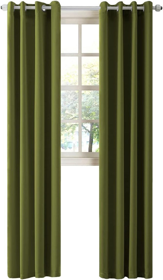 LA PALMA Thermal Insulated Blackout Darkening Grommet Living Room Curtains Window Drapes for Bedroom Pack of 2 Panels