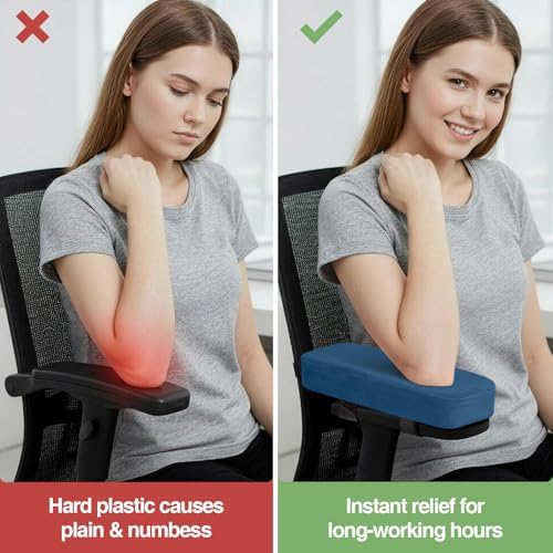 Smiry Memory Foam Office Chair Armrest Pads, Non-Slip Armrest Cushion