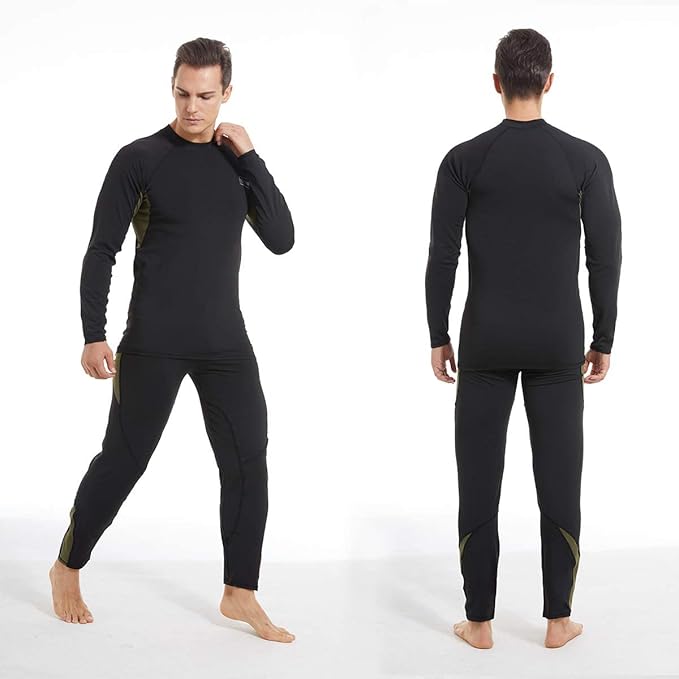 Men’s Thermal Underwear Set, Winter Fleece Lined Sport Long Johns Base Layer Quick Drying Thermo for Hunting Skiing