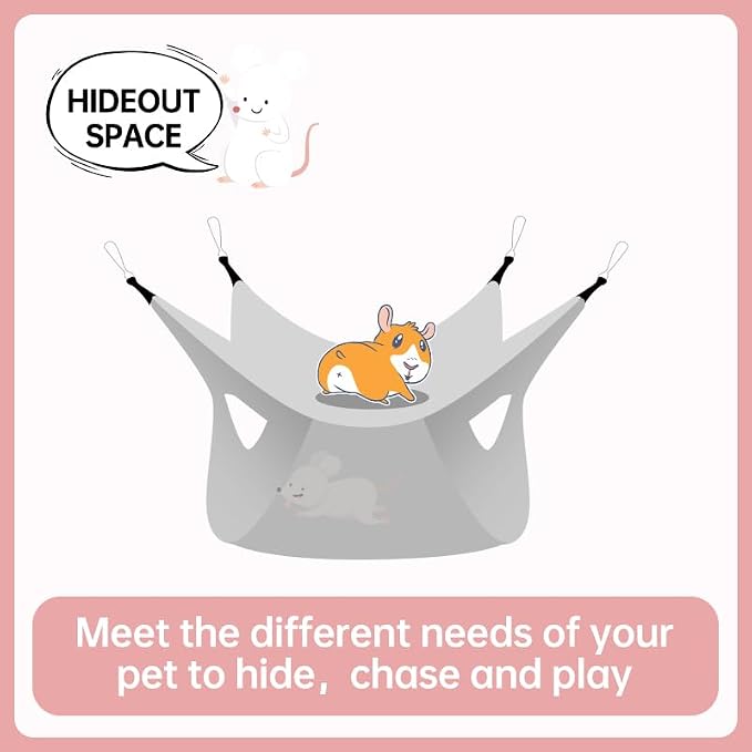 EAEDMY Rat Ferret Hammock Toys Cage Accessories, Guinea Pig Hideout Tunnel, Warm Bed for Rat Ferret Guinea Pig Sleep Hide and Play (4.Hammock)