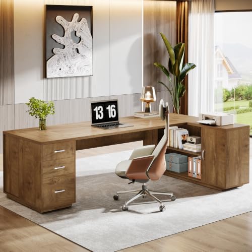 Tribesigns 86" L-Shaped Executive Office Desk, Extra Large Home Office Desk