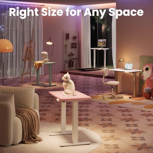 HUANUO 48x24 Inch Electric Standing Desk, Height Adjustable, Pink