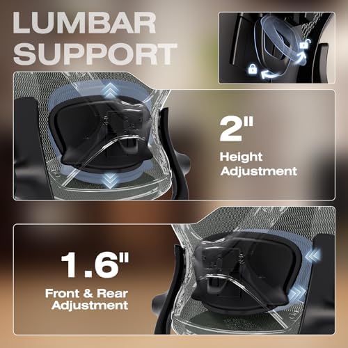 ELABEST X100 Ergonomic Mesh Office Chair with Footrest, Big and Tall Home Desk Chair with 5D Flip-Up Arms, Adjustable 3D Lumbar Support, Gaming & Executive Computer Chair