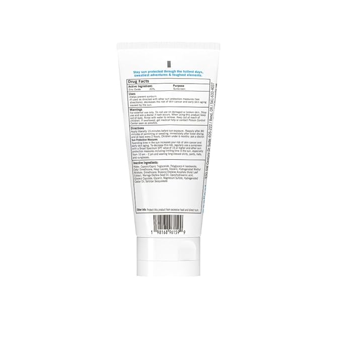 Zealios Sport Performance Mineral Reef Safe SPF 30 Sunscreen, 3 oz Tube, Water & Sweat Resistant (80 min) Non-Greasy, 20% Non-Nano Zinc Oxide, for Running, Cycling, Swimming