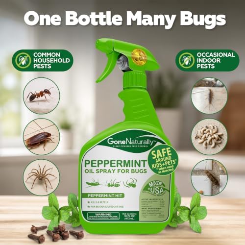 Peppermint Oil Spray for Bugs– Extra Strong Insect Repellent & Bug Spray for Home– Kills & Repels Ants, Roaches, Spiders & More– Safe Around Kids & Pets– Indoor & Outdoor Use (16oz)