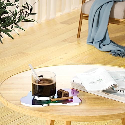 Acrylic Coaster Decorative Plates, Irregular Bar Drink Coaster, Clear Cloud Shape Coffee Cup Coaster, Perfect for Tabletop Protection and Accessories Display.(Iridescent)