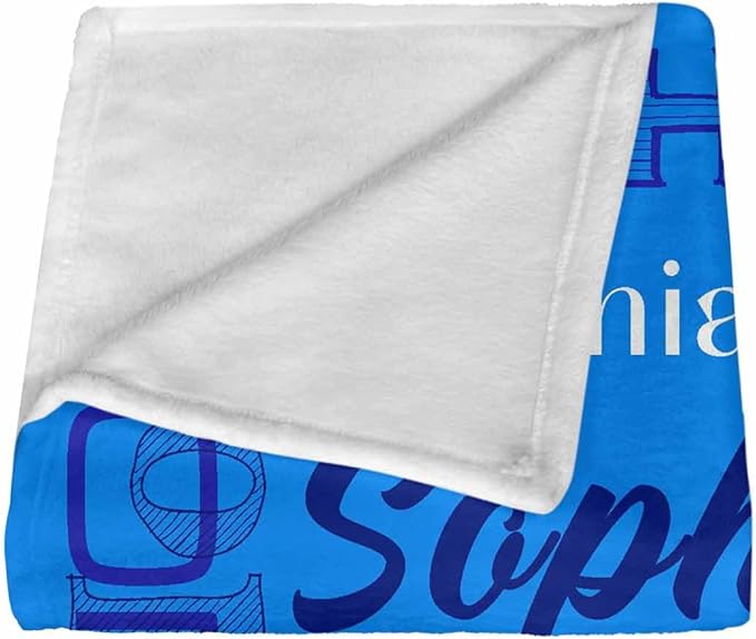 Custom Christmas Blanket for Kids, Personalized Throws Blankets Birthday Dark Blue Name Pattern Customized Gifts for Teen Girls Boys, Name Blanket for Baby Grandkids