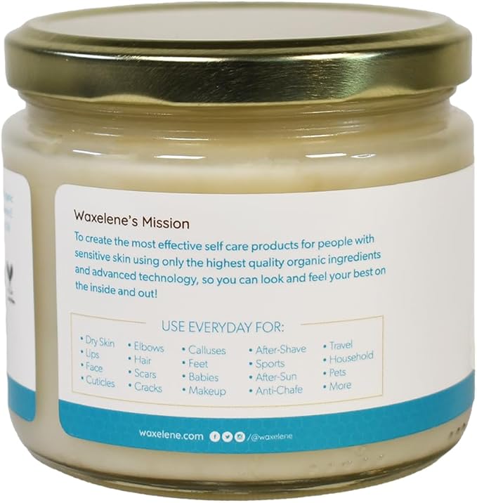 Waxelene Original Aerated Balm Large Jar, Organic Multipurpose Ointment the Petroleum Jelly Alternative Eczema Dry Sensitive Skin Face Moisturizer