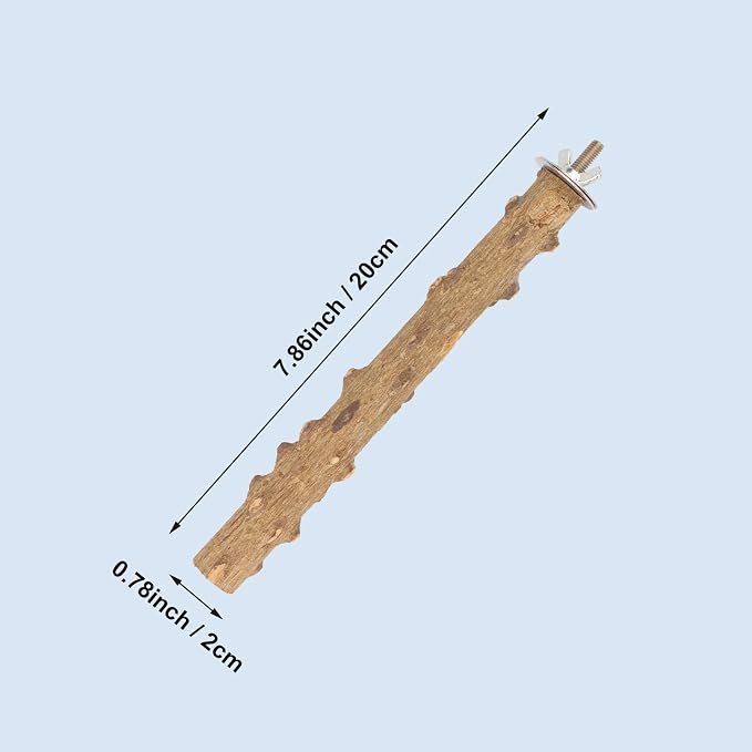 Hypeety Natural Prickly Ash Wood Perch Bird Paw Grinding Stand, 7.86''/20cm | Paw and beak grinding perch, bark texture for grip, chew-proof and durable, beak for budgie/parakeet/cockatiel/lovebird