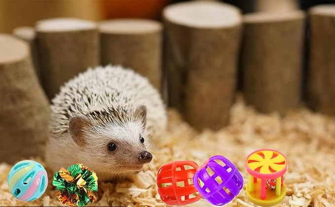 Cute Hedgehog Enrichment Toys Hedgehog Supplies Cage Accessories Small Animal Toys Ball Bell Pet Interactive Toy Stuffed Toys Exercise Ball for Hamster Lizard Turtle Tortoise Rats (Color 1)