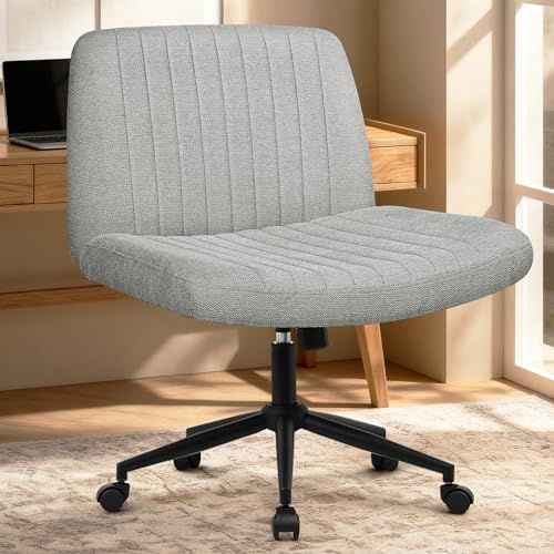Orange Factory Criss Cross Chair, Wide Wheel Vanity Seat, Grey Dual Base