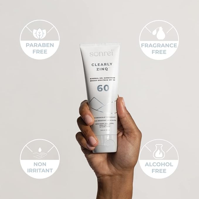 Sonrei Clearly Zinq Mineral Gel Sunscreen SPF 60 – 24% Non-Nano Zinc Oxide, Broad Spectrum UVA/UVB, Reef Safe, Vegan, Fragrance-Free, Clear Gel for Face & Body, 3.40 Fl Oz (Pack of 2)