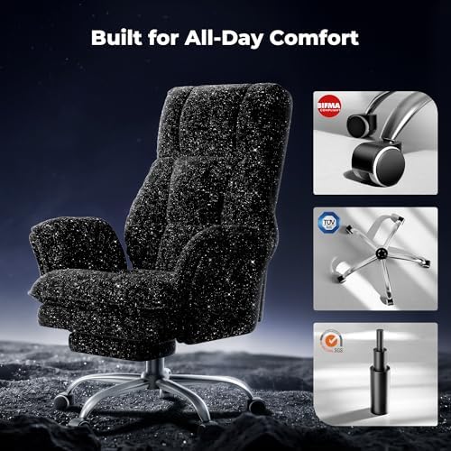 Big and Tall Office Chair, Flip Armrests for Pets & Cross Legged Sitting