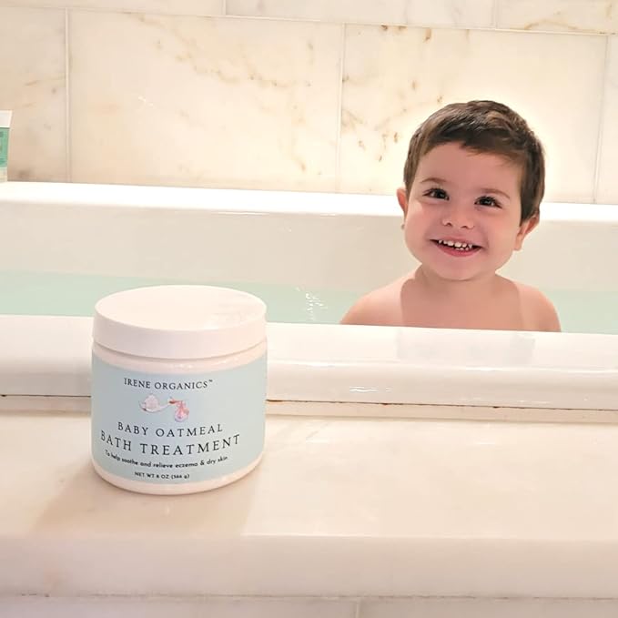 Oatmeal Baby Bath Powder by Irene Organics with Colloidal Oatmeal For Treatment of Eczema, Diaper Rash, Dry Skin and Irritation, Moisturizes and Soothes Baby’s Skin, 3 pack
