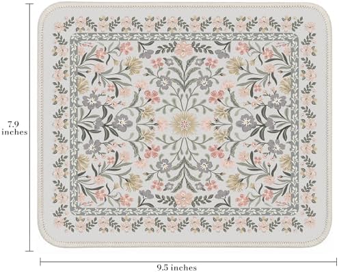 iCasso Aesthetic Small Mouse Pad, 9.5x7.9in,Home Office,Gray Floral